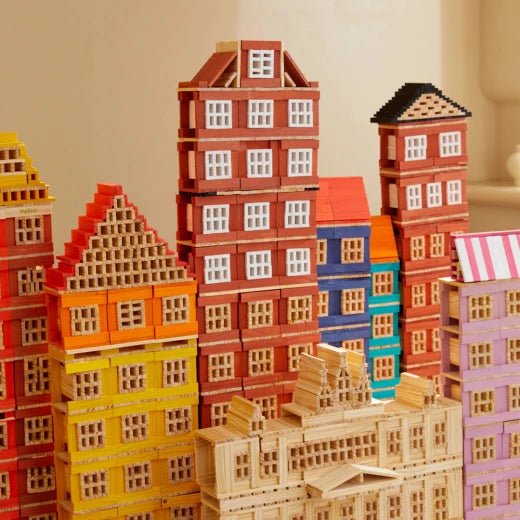 Mideer - Cityblocks - Archimedes Wooden Blocks - warm Color Palette - Age 3+