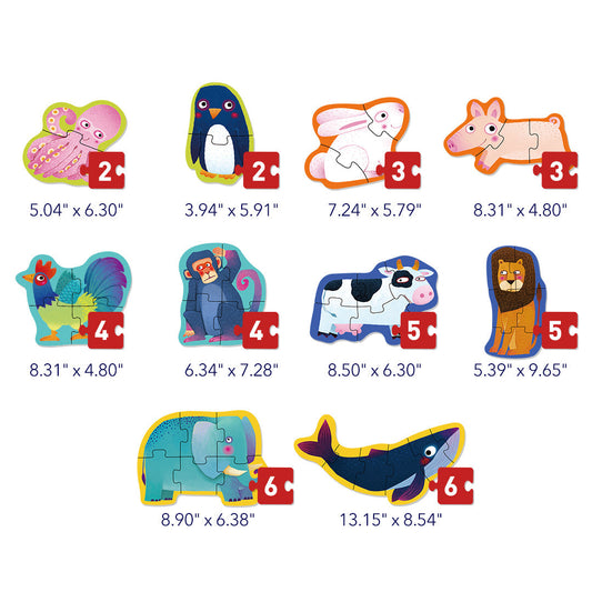 Mideer 10-in-1 Level Up Puzzle - Simple Animals