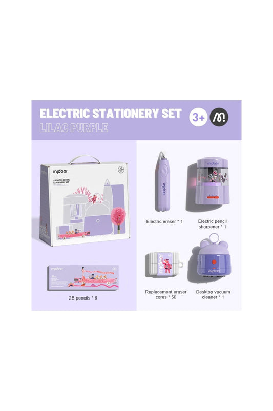 Mideer Electric Stationery Set in Lilac Purple gift box