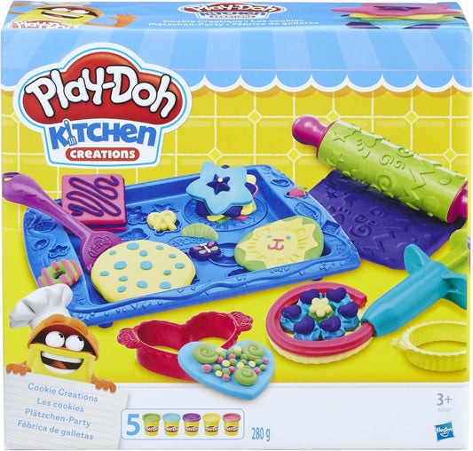 Play-Doh Kitchen Cookie Creations play food set with cookie cutters and modeling dough cans