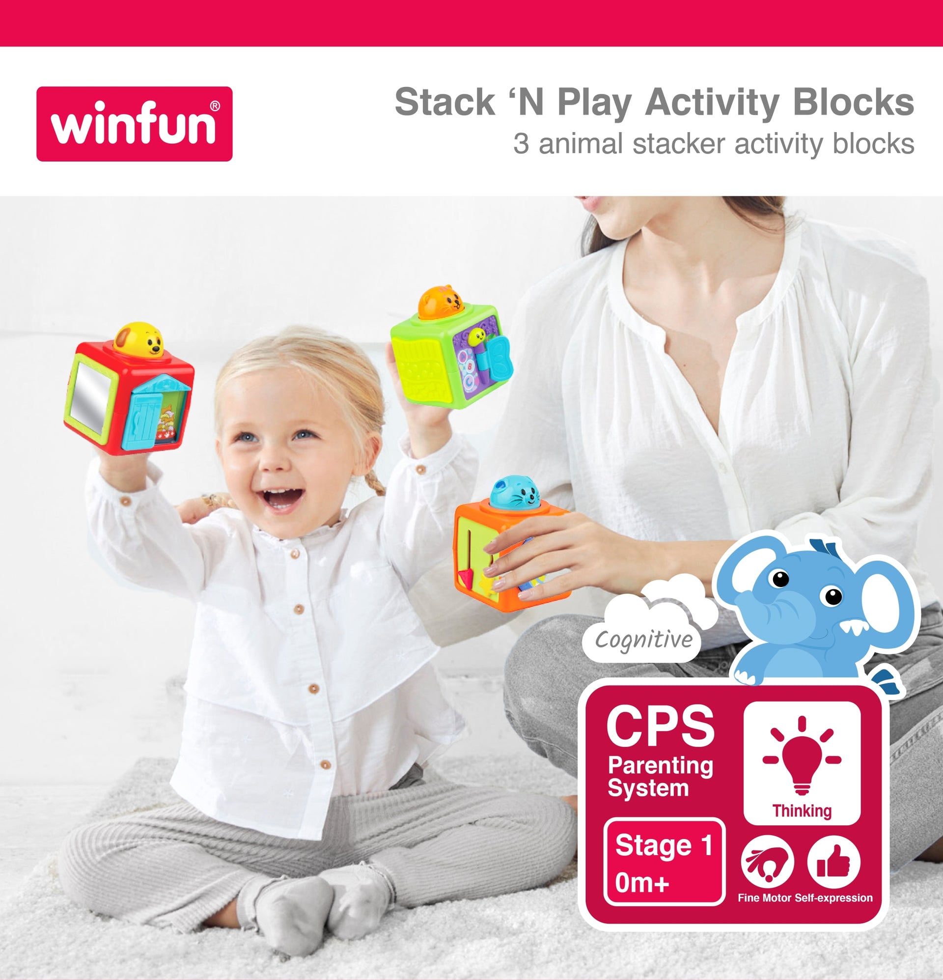 WinFun Stack 'n' Play Activity Blocks baby toy