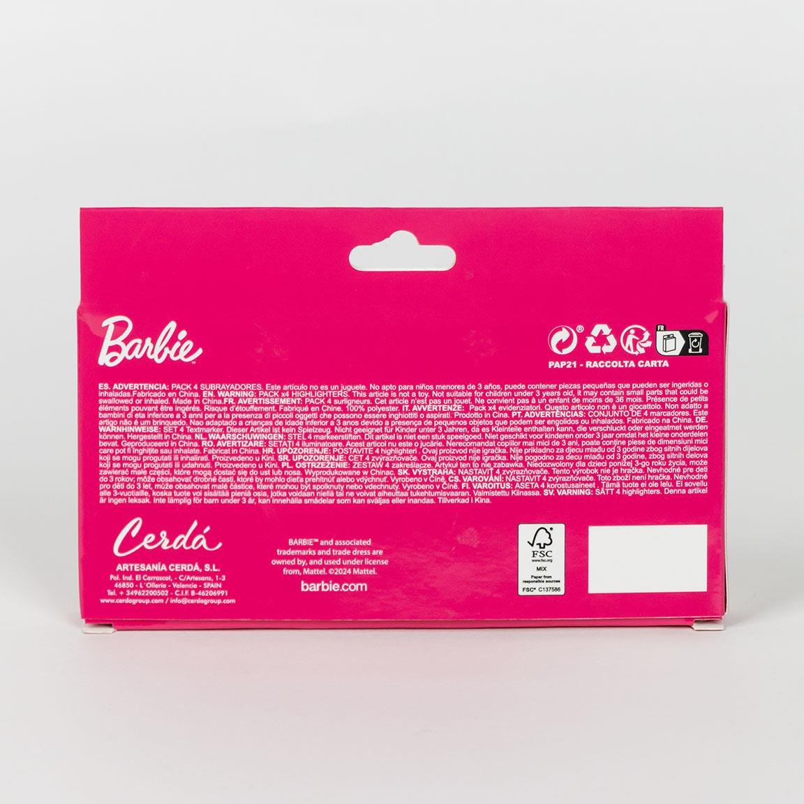 Cerda - Fluor Markers Pack X4 - Barbie