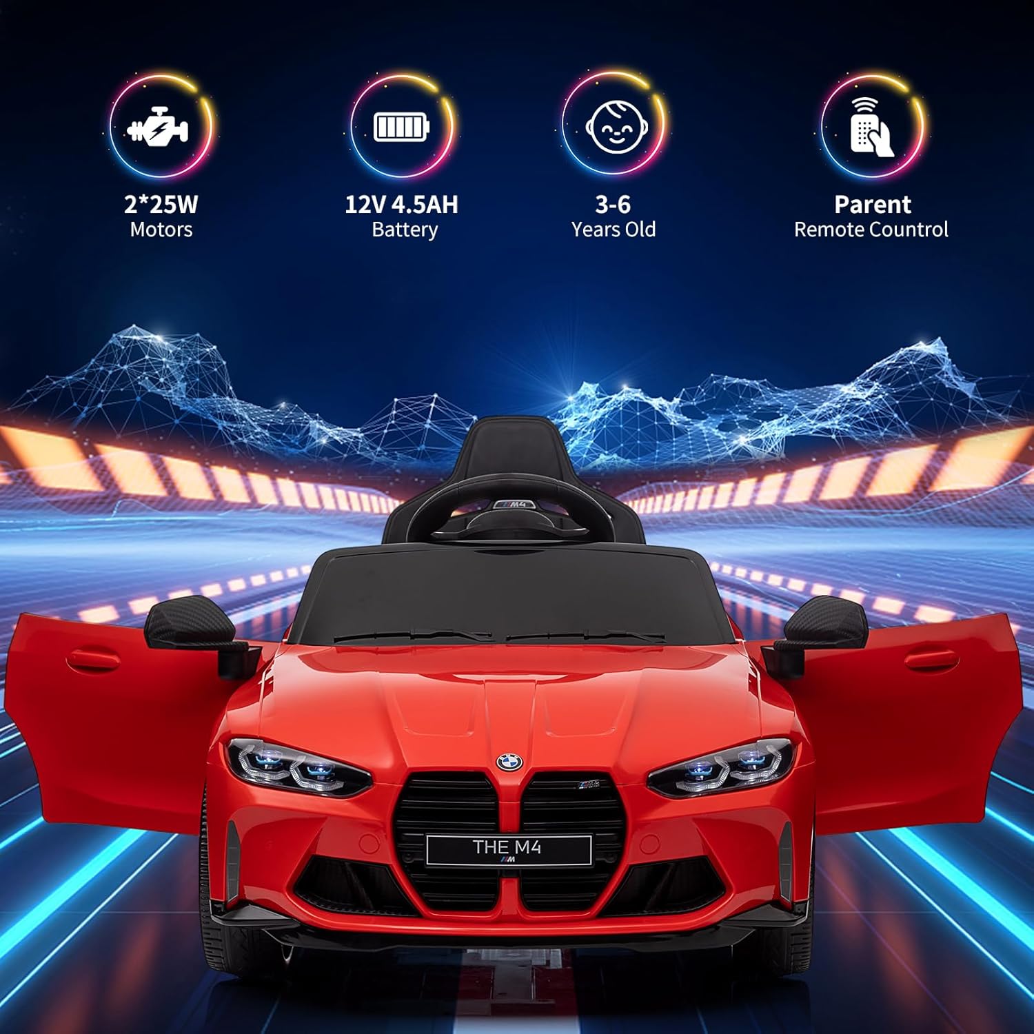 BMW M4 Licensed R/C Ride on Car- 12V10AH*1battery- 390#*2 motors