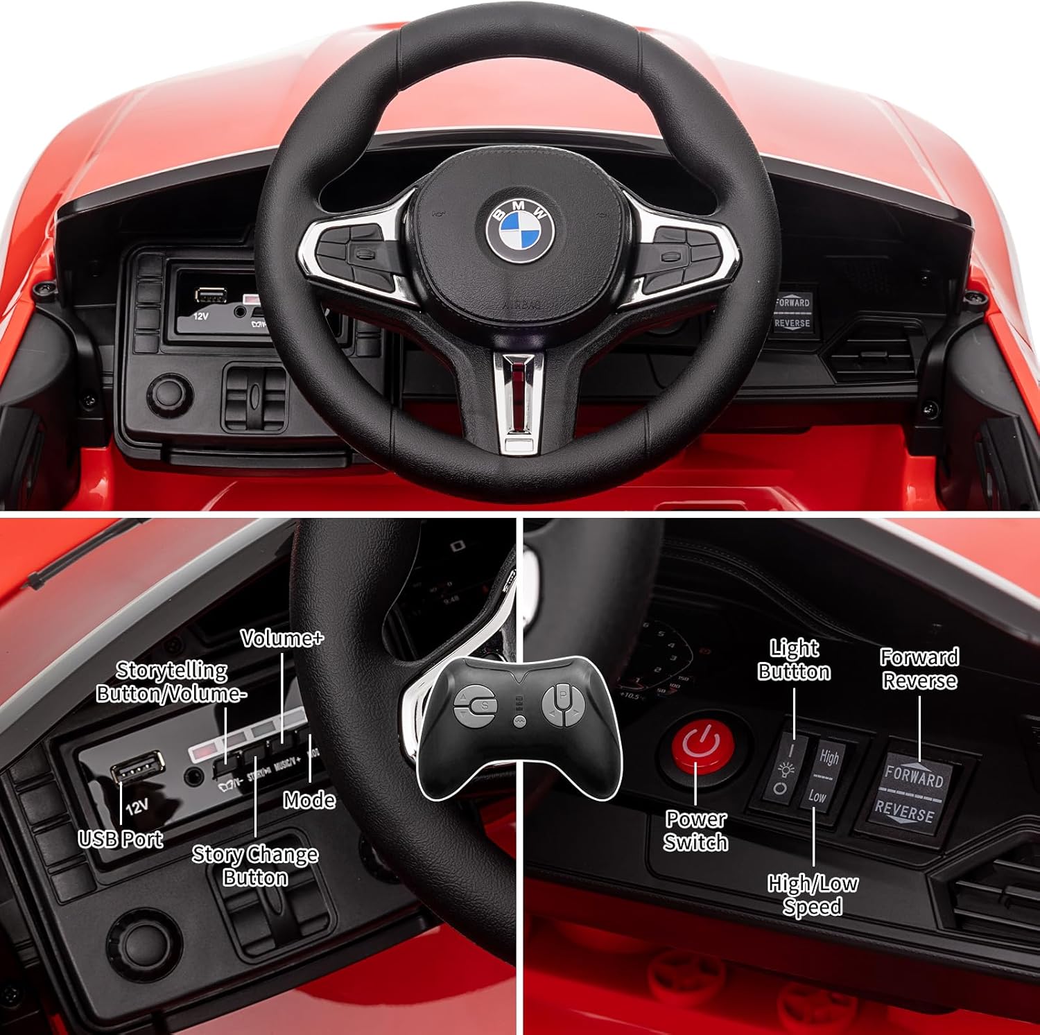 BMW M4 Licensed R/C Ride on Car- 12V10AH*1battery- 390#*2 motors