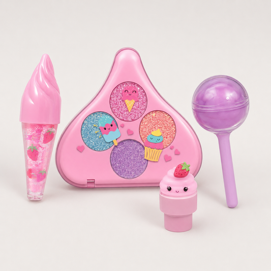 Sweet Kisses Cosmetic Set Sweets unboxed on white background