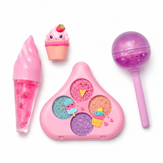 Sweet Kisses Cosmetic Set Sweets unboxed on white background