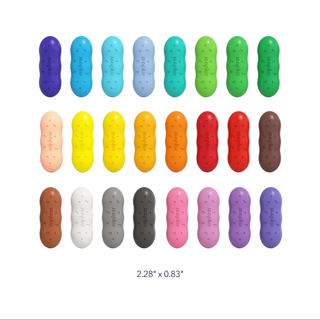 Mideer - Washable Beeswax Pease Crayons - 24 Colors - peas shape - Age 3+