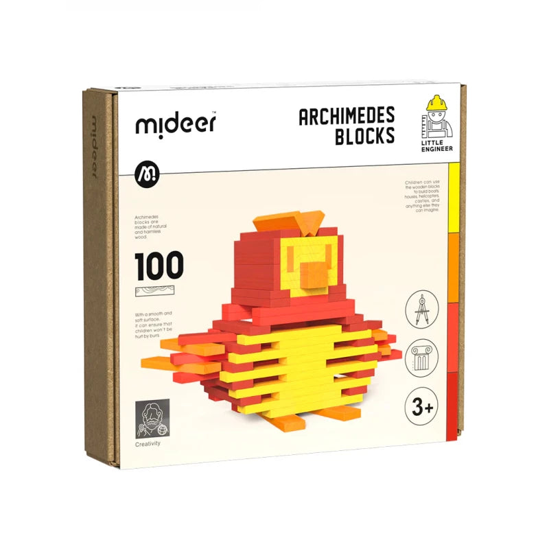 Mideer - Cityblocks - Archimedes Wooden Blocks - warm Color Palette - Age 3+