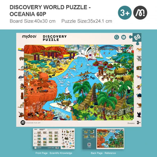 Mideer - Discovery Puzzle - Big World Small World Oceania - 60P - age 3+