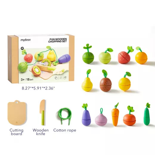 Mideer - Wooden Food Set - Delicious Fruit & Vegetable Shop - Age 3+
