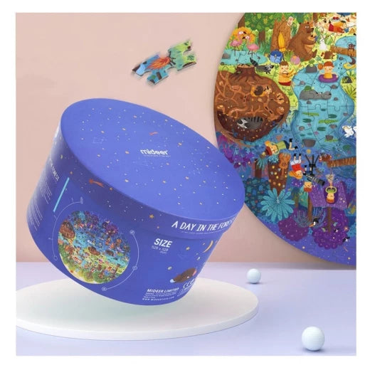 Mideer - 150P Round Puzzle -A Day In The Forest - Age 5+