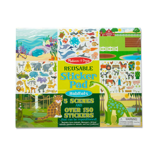 Melissa & Doug Reusable Sticker Pad Habitats package with animal habitat stickers