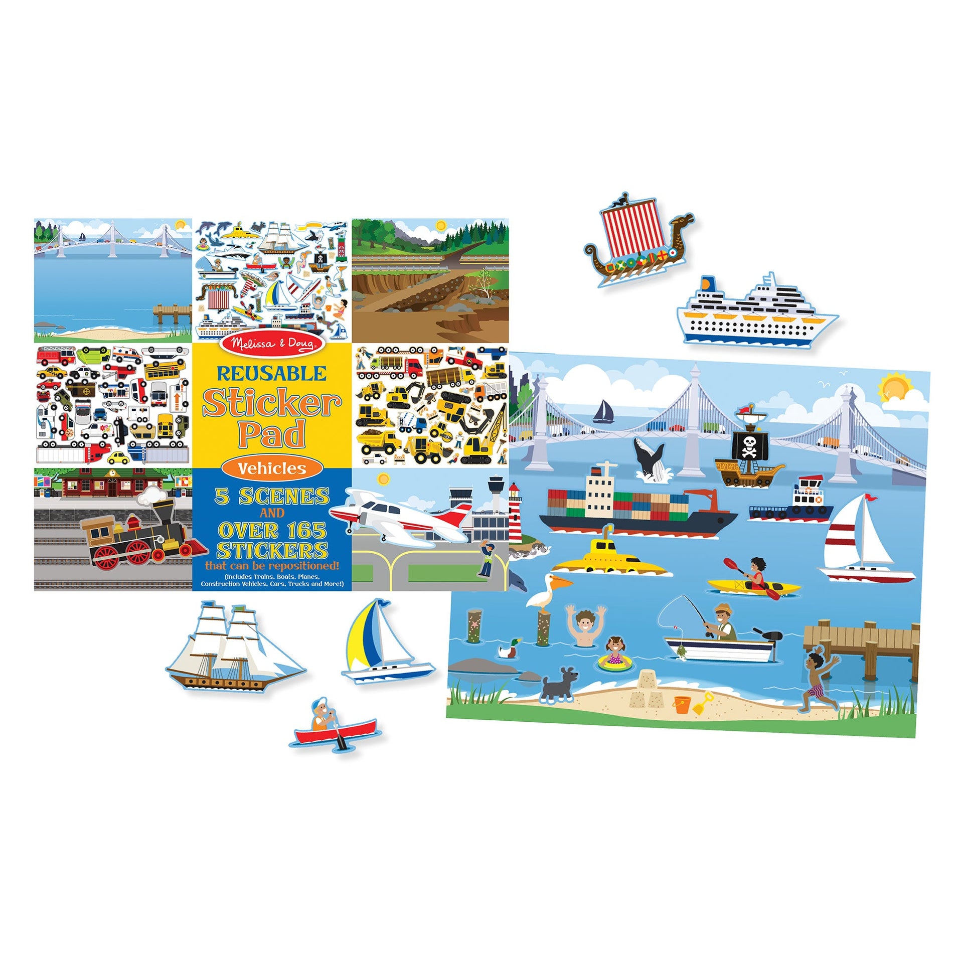 Melissa & Doug Reusable Sticker Pad Vehicles package with car and truck stickers