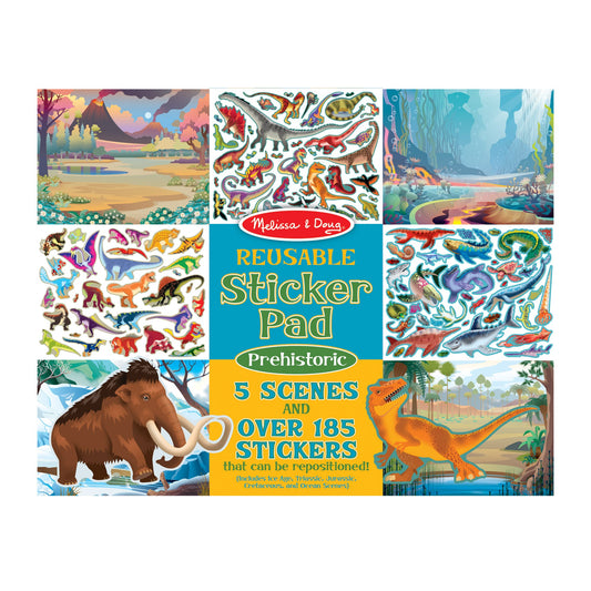 Melissa & Doug Reusable Sticker Pad Prehistoric package with dinosaur stickers