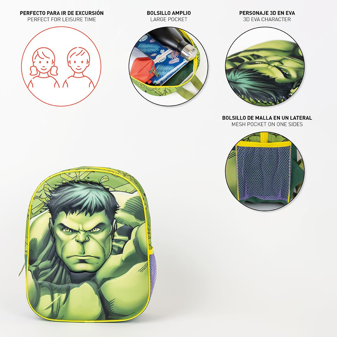 Cerda - Kids Backpack - 3D Avengers Hulk