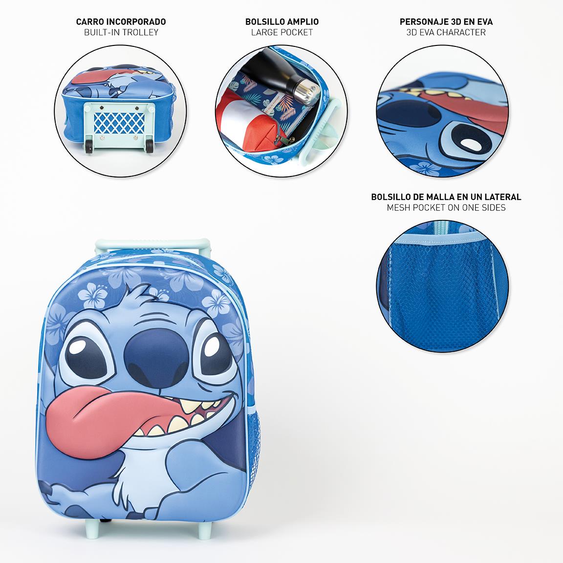 Cerda - Kids Backpack Trolley - 3D Stitch