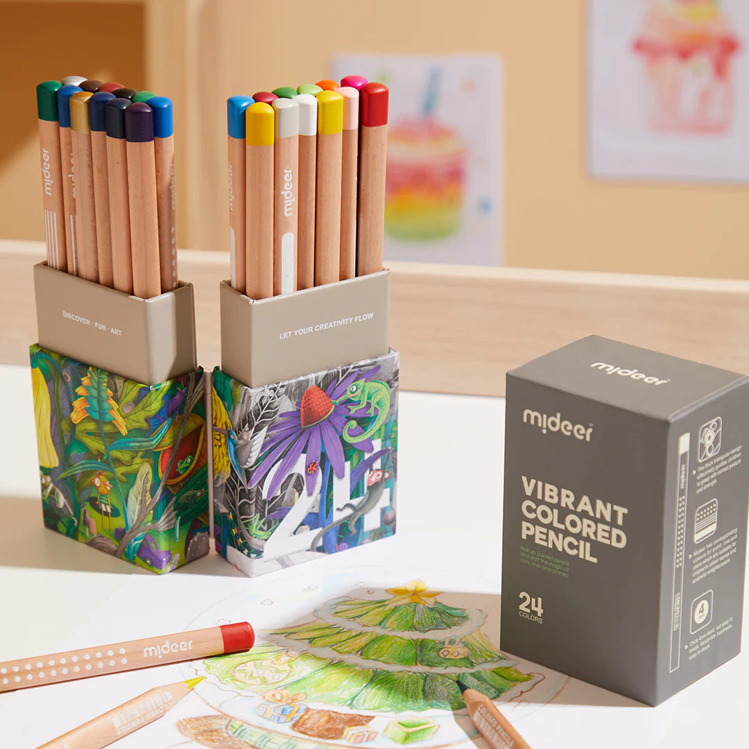 Mideer - Vibrant Colored Pencil - 24 Colors - Age 4+