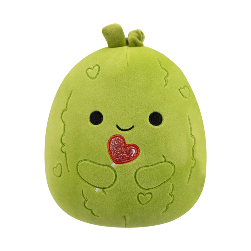Squishmallows Salim the Green Pickle Holding Heart Lollipop 7.5 inch plush