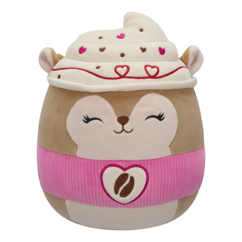 Squishmallows Reza the Latte Squirrel with Pink Sleeve and Heart Logo 7.5 inch plush