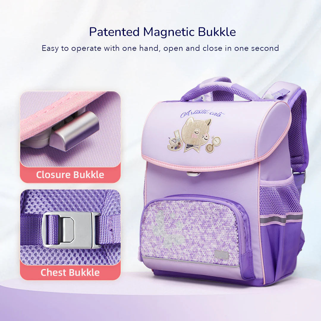 Mideer - Spinecare Kids Backpack - Cat - Purple - Age 6-9