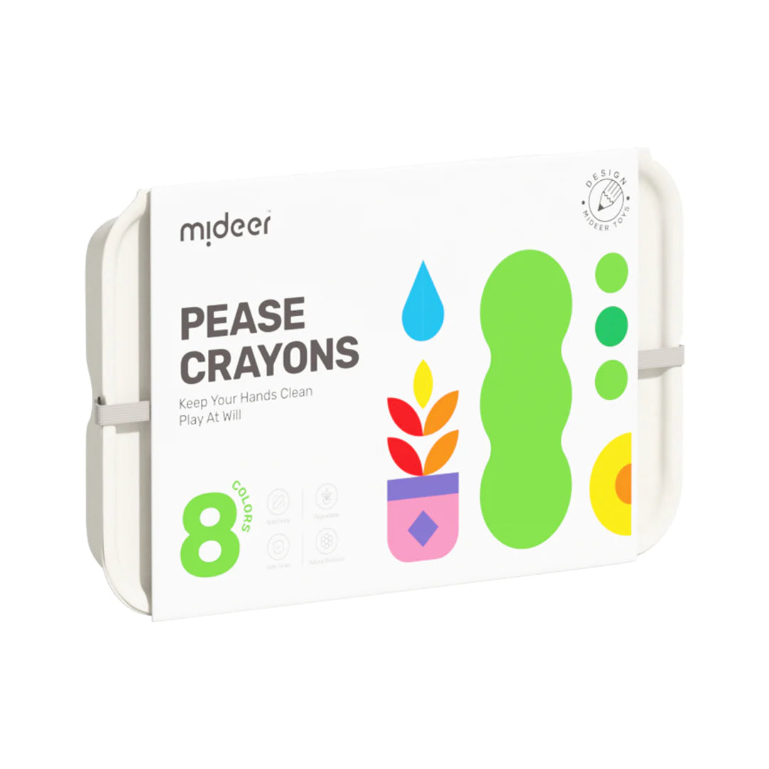 Mideer - Washable Beeswax Pease Crayons - 8 colors - Peas shape - Age 3+