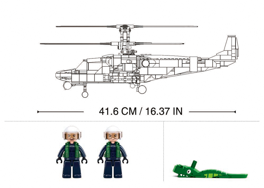 Sluban - Modelbricks - Ka-52S Gunship 1/35 (913Pcs) - Age +12