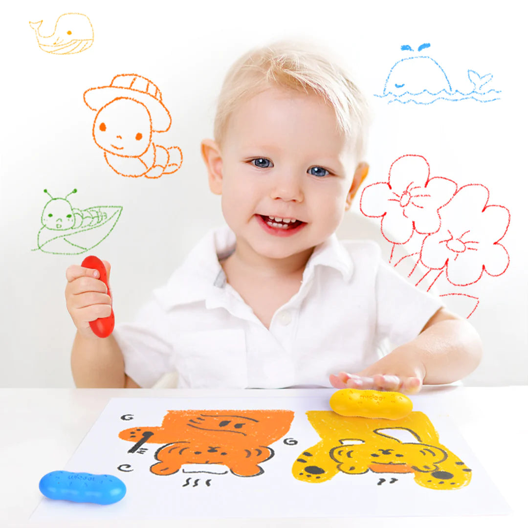 Mideer - Washable Beeswax Pease Crayons - 8 colors - Peas shape - Age 3+