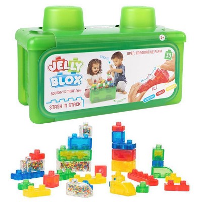 Jelly Blox Stash & Stack 2-in-1 storage case with squishy building blocks
