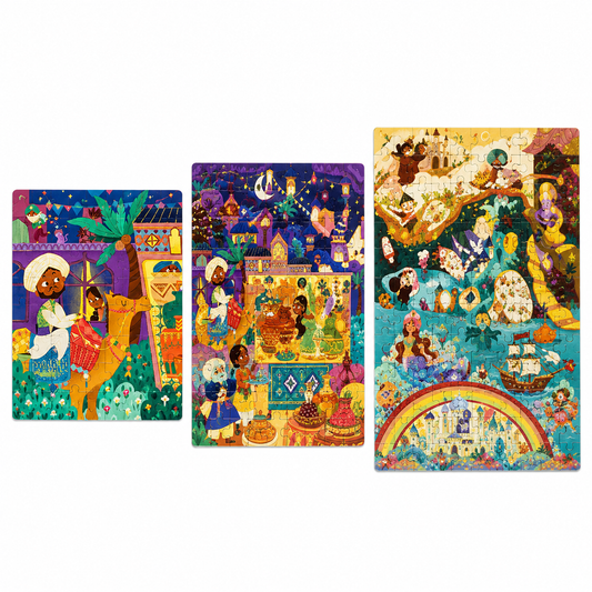 Mideer Fairy Tale World three-puzzle set front studio view