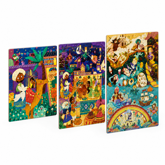 Mideer Fairy Tale World three-puzzle set front studio view