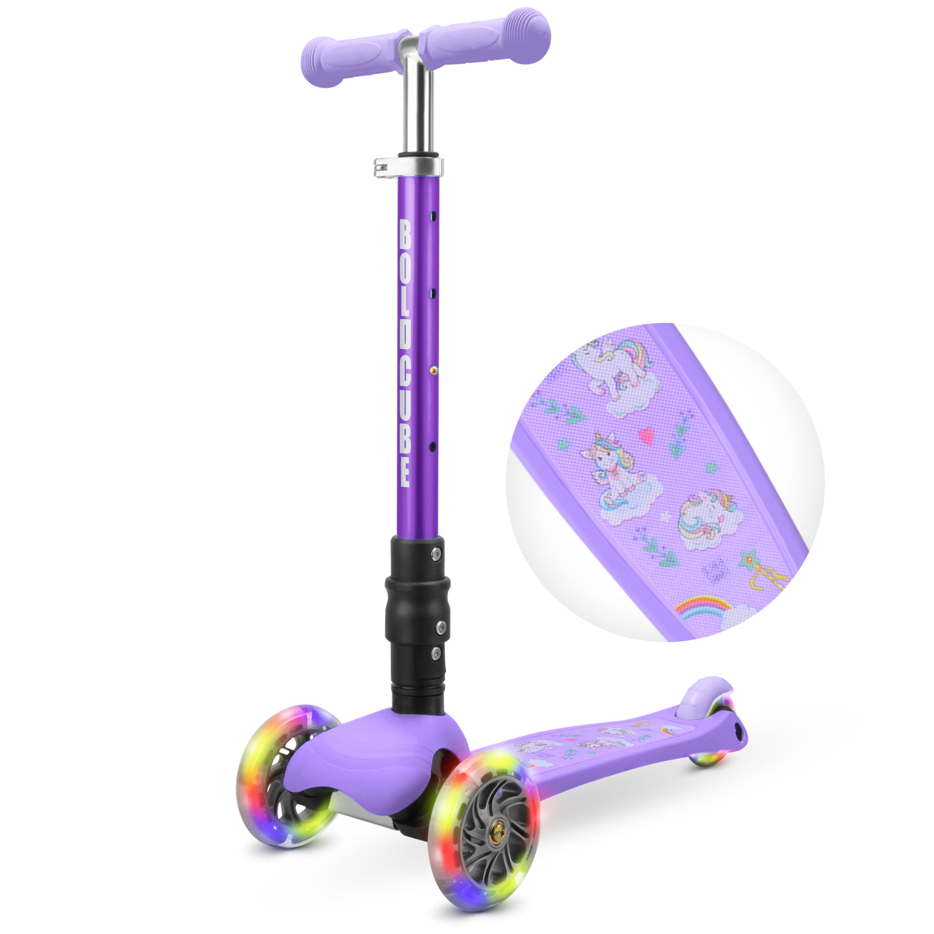 Bold Cube - Three Wheel Scooter Teeny - Unicorn Purple - Age 3-8
