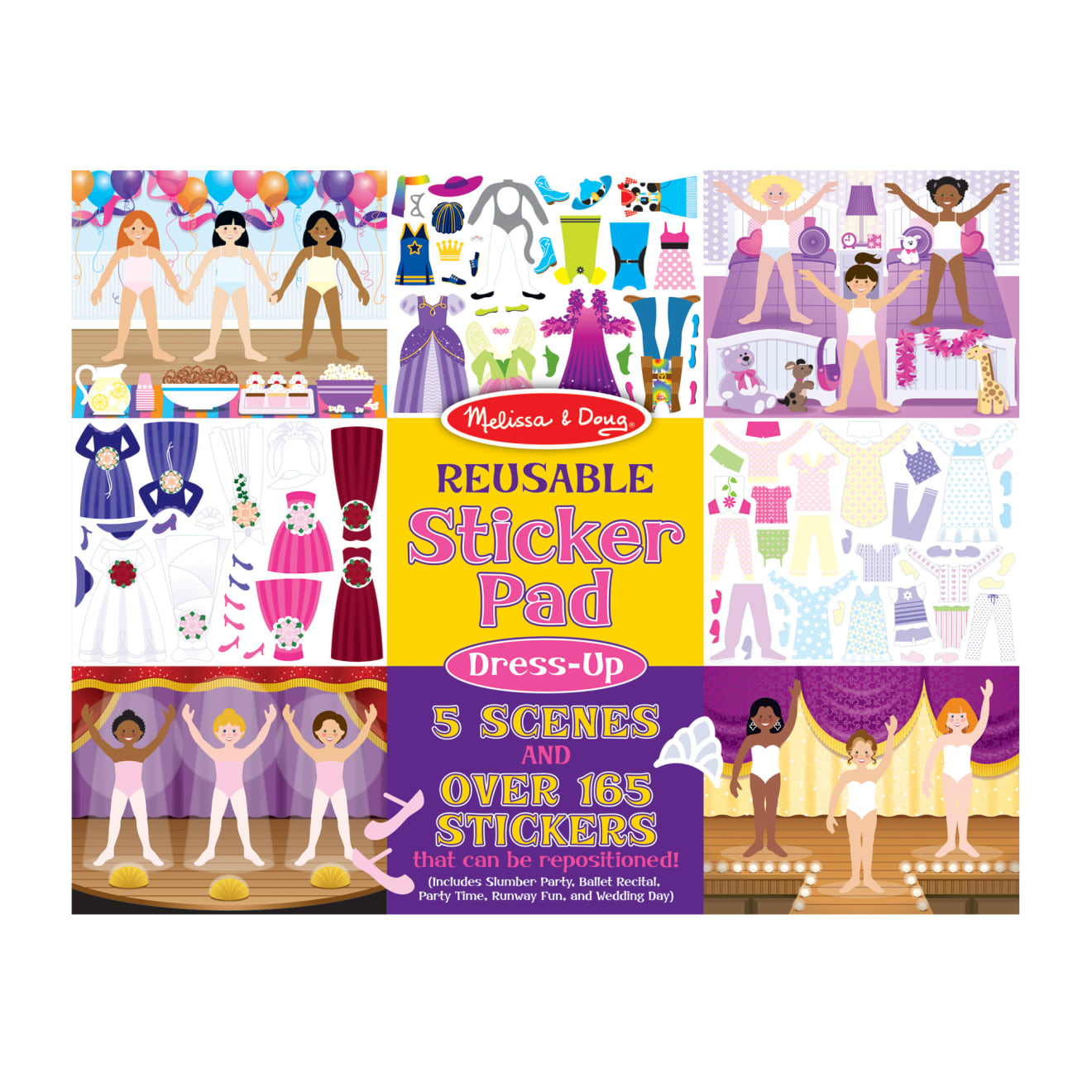 Melissa & Doug Reusable Sticker Pad Dress Up package with fashion outfit stickers