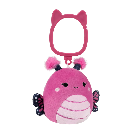 Marcelina raspberry pink monarch butterfly clip-on plush front view