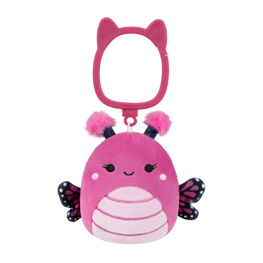 Marcelina raspberry pink monarch butterfly clip-on plush front view