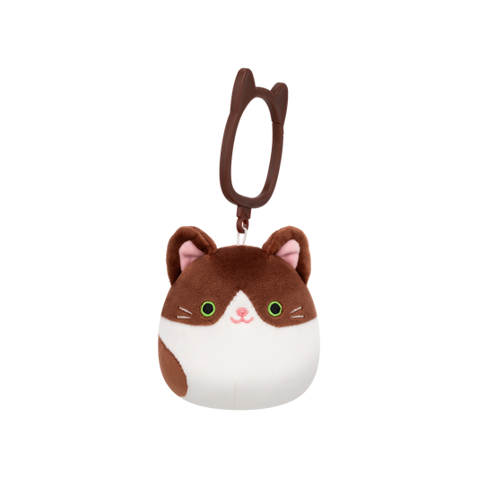Glaudini tuxedo cat clip-on plush studio front view