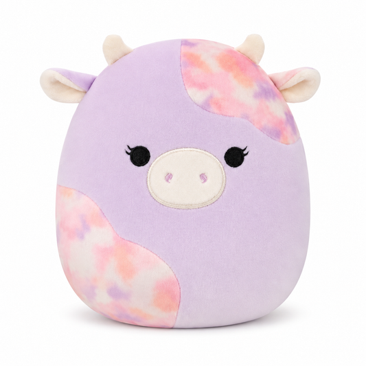 Suri pastel tie dye cow plush front view on white
