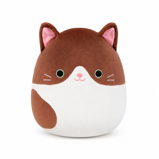 Glaudini tuxedo cat plush front view on white