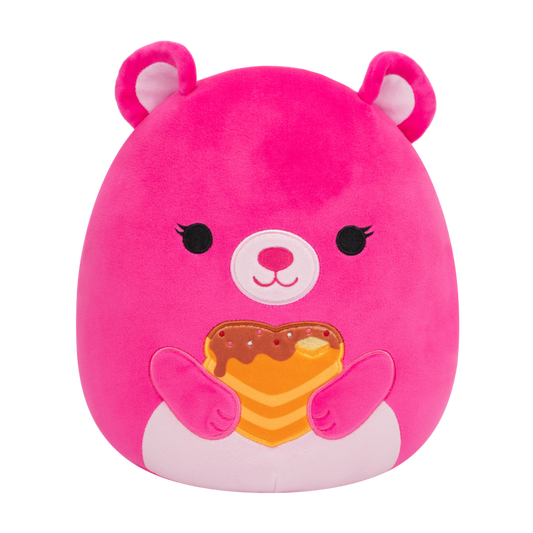 Delia pink bear plush studio front view
