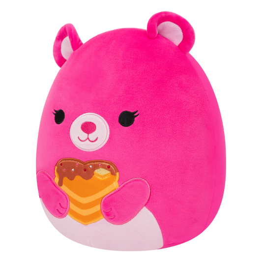 Delia pink bear plush studio front view