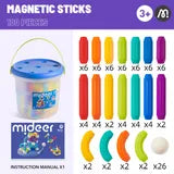 Mideer - Rainbow Magnetic Sticks - 100Pcs - Age +3