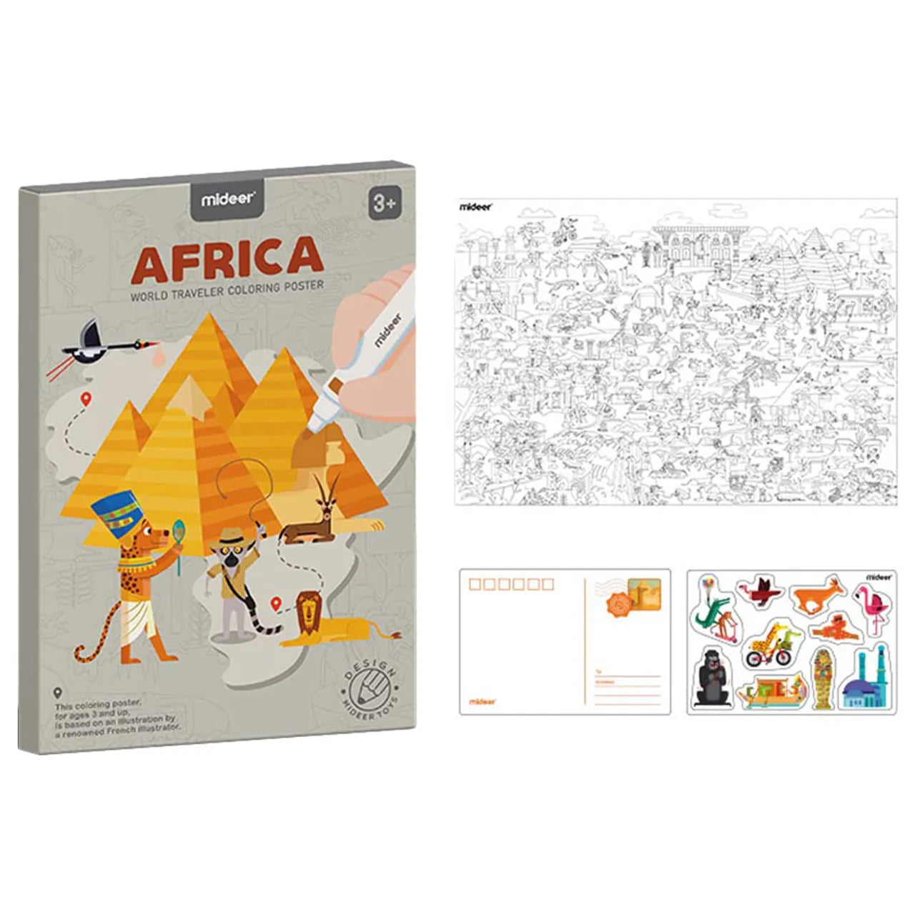 Mideer - World Traveler Coloring Poster - Africa - Age 3+