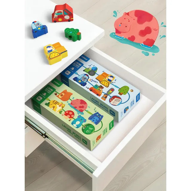 Mideer - Lacing Beads - Transportation - Age: 18+ Months