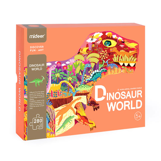 Mideer - Large Animal - Shaped Puzzle Dinosaur World - 280 pieces - Age 6+