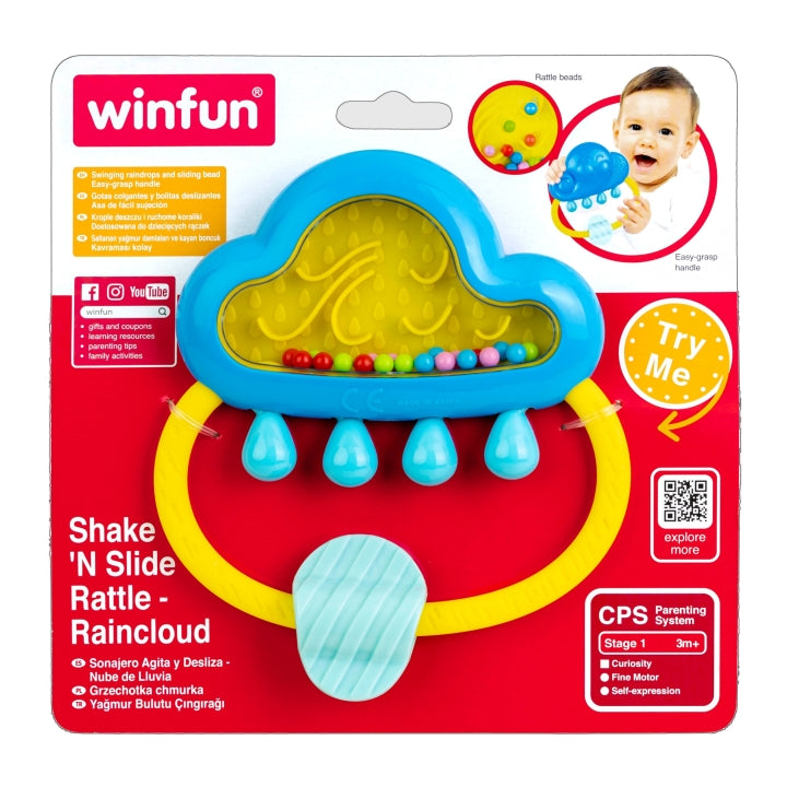 WinFun Shake 'n' Slide Rattle - Raincloud baby toy
