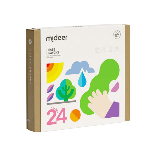 Mideer - Washable Beeswax Pease Crayons - 24 Colors - peas shape - Age 3+