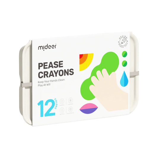 Mideer - Washable Beeswax Pease Crayons - 12 Colors - peas shape - Age 3+