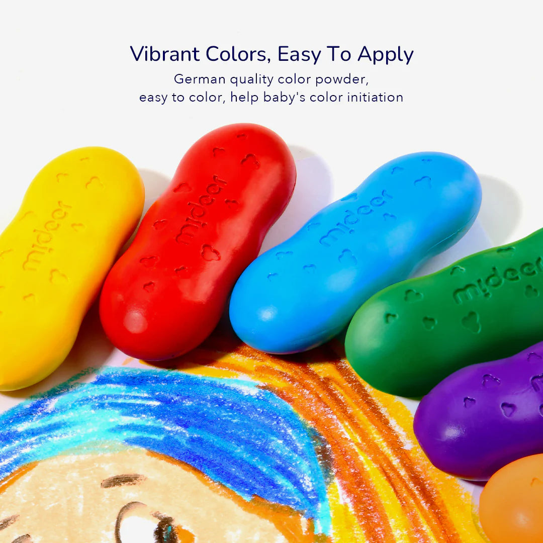 Mideer - Washable Beeswax Pease Crayons - 8 colors - Peas shape - Age 3+