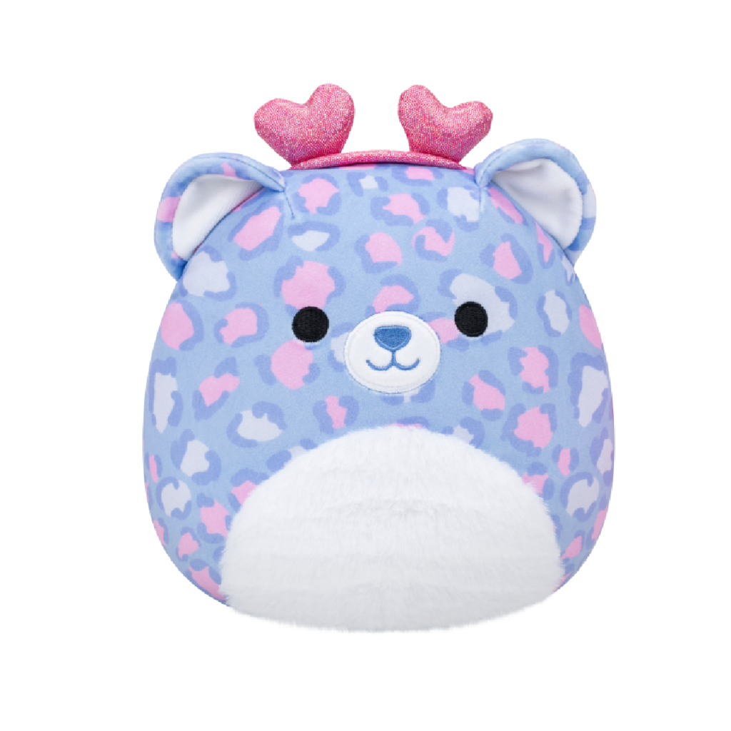 Squishmallows Noam the Purple Patterned Leopard with Pink Sparkle Heart Headband 7.5 inch plush