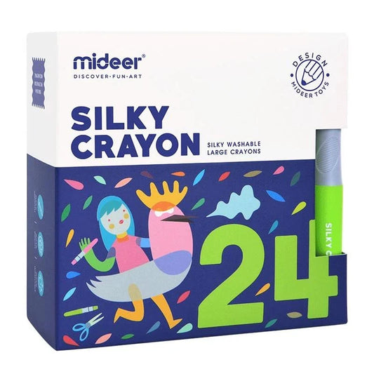 Mideer Silky Crayon 24 Colors set with crayons displayed on white background