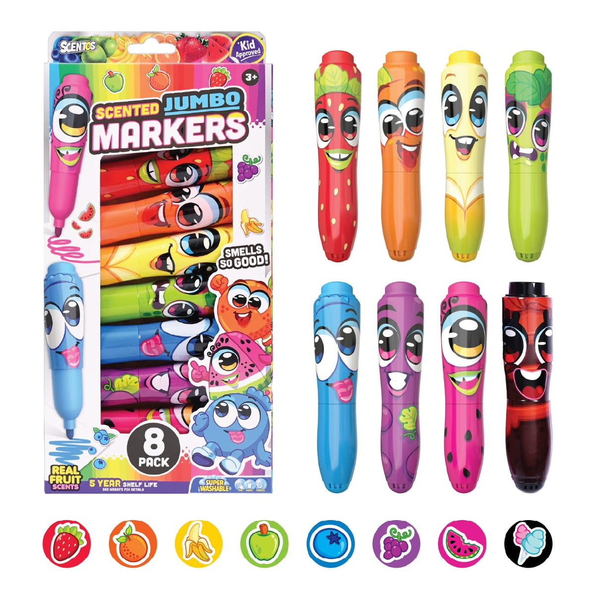 Scentos Funny Face fruit-scented jumbo markers 8-pack at Moon Birds Jordan